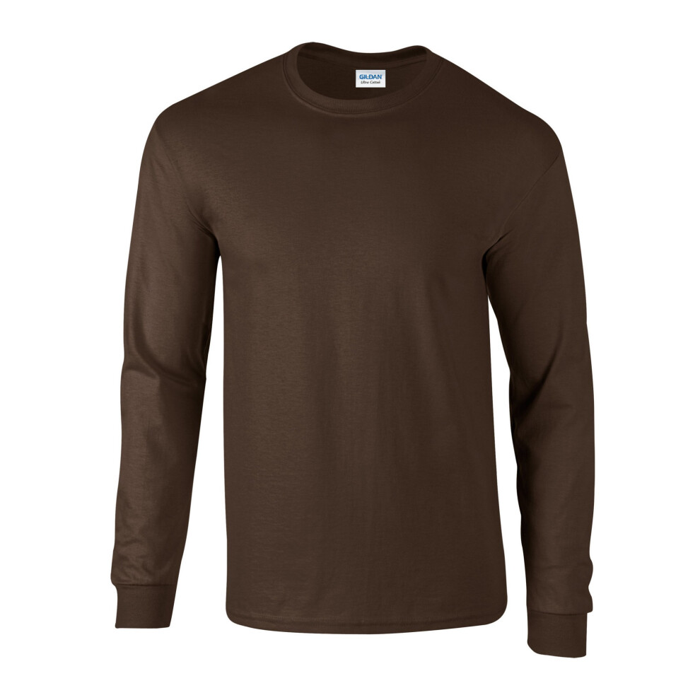 Gildan (Xxl, Dark Chocolate) Unisex Adult Ultra Plain Cotton Long-Sleeved T-Shirt