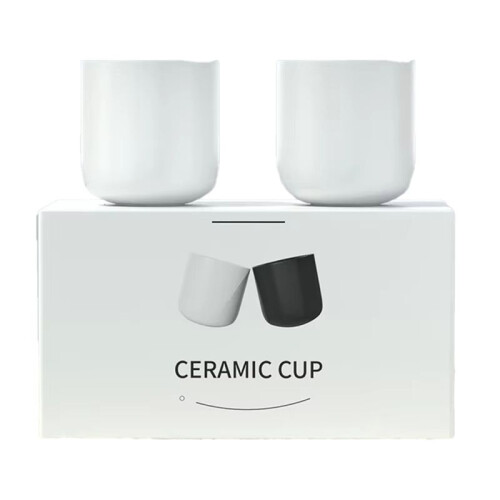 2Pcs Ceramic Coffee Cup Set,Espresso, Latte, Milk & Cold Brew,Thickened Design,Ideal for Kitchen & Home White