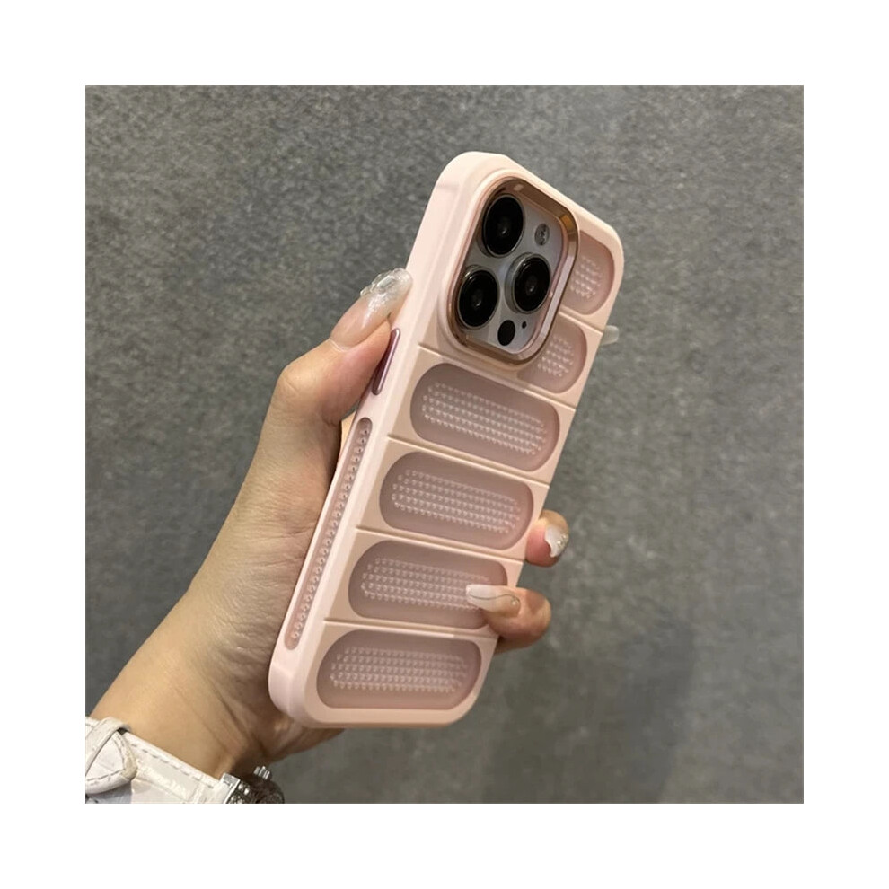 Photos - Case Luxury Heat Dissipation Breathable Hole For iPhone 16 15 14 13 12(Pink, For iPhone 13Pro Max)