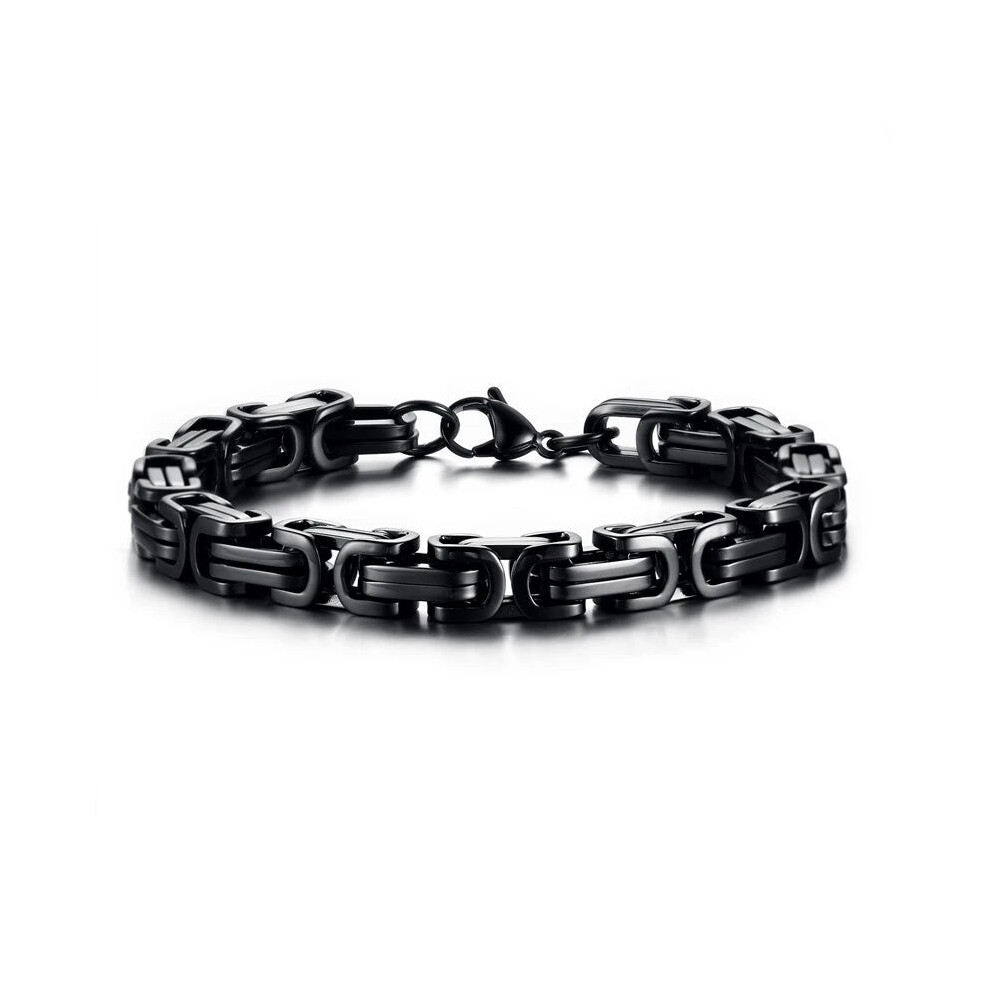 Photos - Bracelet  Stylish Byzantine Chain Unisex  Stainless Steel Link Wristband(23.5cm, 8MM Width)