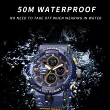 (Black White) Mens Waterproof LED Digital Watch Stopwatch Big Dial Sports