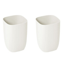 2X Bathroom Trash Bin Small Office Can Plastic Waste Paper Rubbish Bin Modern Bin for Bathroom Bedroom Living Room White