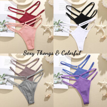 (Lace white, 1pc) Sexy Lace Thin Waist Panties Hollow Out Thongs G-String Underwear