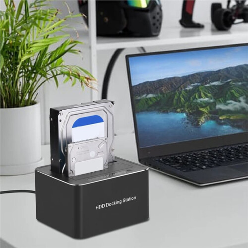 Estação de Acoplamento Externa  para USB 3.0 com Duas Baias, 5 Gbps, para SSD/HDD de 2,5/3,5 Polegadas, Clonagem Offline Rápida, Plugue Europeu. 2