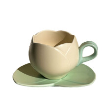 300ml Ceramiczna Filiżanka do Kawy w Kształcie Kwiatu Filiżanka z Tulipanem Filiżanka do Herbaty Ze Spodkiem Ceramiczny Kubek do Picia Kubek z
