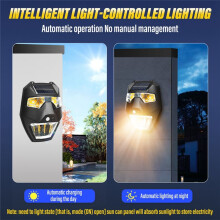 Outdoor Solar Garden Wall Light Sensor Light 5 Modes Garden Landscape Light with Light Control & Infrared Sensor