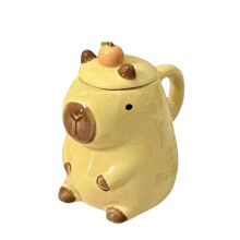 Cute Water Mug Cartoon Ceramic Design Sense Coffee Mug Kitchen Bar Mug with Handle and Lid A