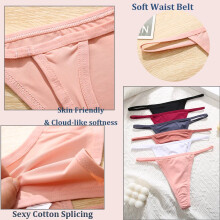(Gray Blue, 1pc) Womens Cotton Thong Sexy Panties Low Waist Underwear