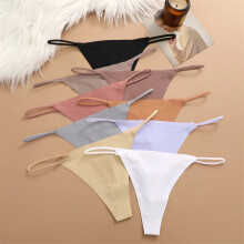 (SET 6, 1PC) 3pcs Womens Seamless Thongs Sexy Low Waist Bikini Panties