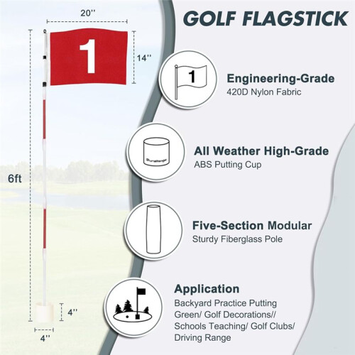Flagstick  Flag  Putting Flagga för Backyard Practice Putting Grön 2