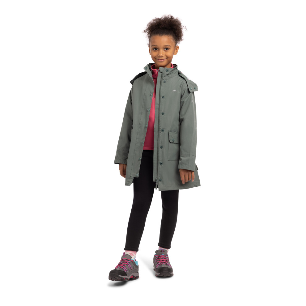 Trespass (7-8 Years, Spruce Green) Girls Waterproof Hooded Jacket Drizzling
