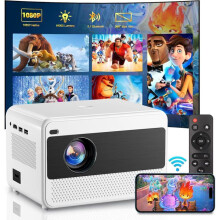 Proyector portátil Full HD–16000 lúmenes, 1080P, Bluetooth, doble banda Wifi 2.4G/5G, zoom 50%, cine en casa, HDMI/USB