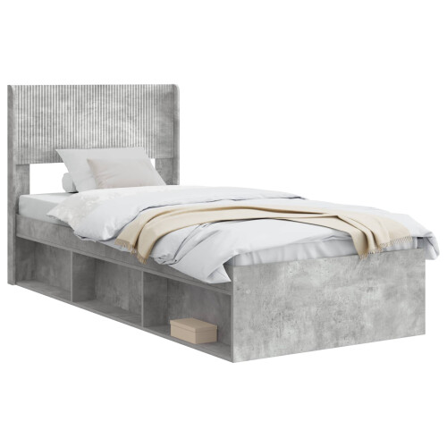 VidaXL vidaXL Bed Frame with Storage and Headboard Concrete Grey 75 x 190 cm 2