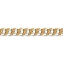 Jewelco London Ladies Solid 9ct Yellow Gold Flat Curb 9mm Gauge Chain Bracelet, 7.5 inch 19cm - JCN037H-7.5