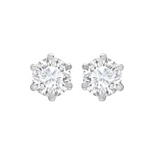 Jewelco London Solid 9ct White Gold White Round Brilliant CZ 6 Claw Solitaire Heavy Weight Stud Earrings, 6mm 1.75CTS - JES178