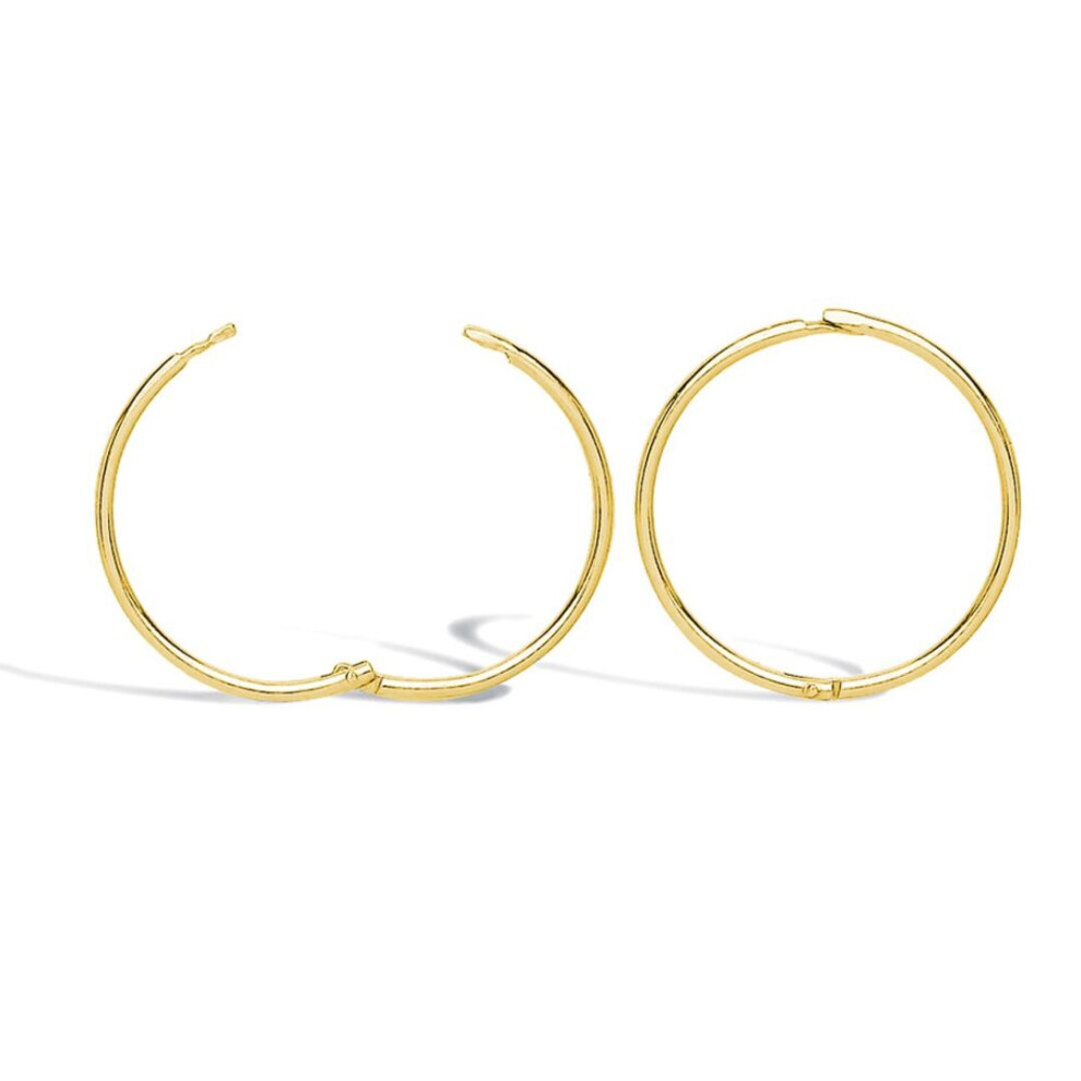 Jewelco London Solid 9Ct Yellow Gold Hinged Sleeper 1Mm Hoop Earrings 16Mm - Jer649c