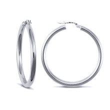 Jewelco London Sterling Silver Polished Hoop Earrings 3mm 35mm - AER006D