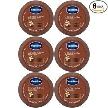 Vaseline Cocoa Glow Body Cream 6-Pack - Pure Cocoa Butter 48H Moisturizing Cream for Dry Skin, Travel-Size, 2.53 Fl Oz Ea