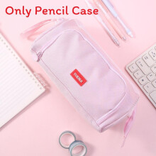 (Pink) Stationery Stylish Canvas Case With Double Layer Storage For And School Home