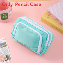 (Green) Polyester Modern Pen Case With Clear View For Home Office Use And Student