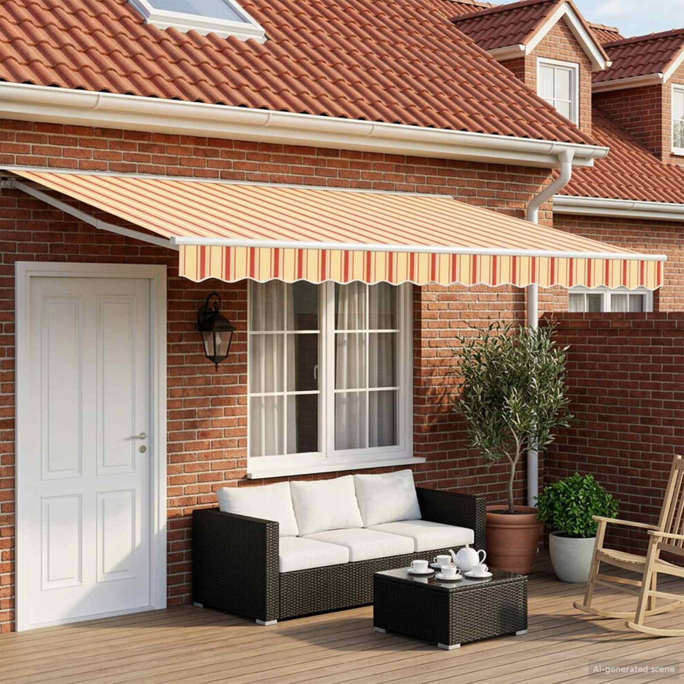 Vidaxl Manual Retractable Awning Yellow And Orange 4.5 X 3.5 M