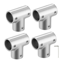 4 Pack Boat Handrail Tee, 316 Stainless Steel 90 Degree Marine T Connector , T Joint for Yacht Deck Railing 22mm