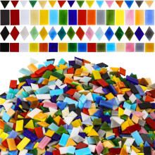 1000g Mosaic Tiles, Glass Mosaic Tiles for Crafts Bulk, Assorted Color Stained Mosaic Glass Pieces, Mosaic Supplies