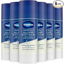 Vaseline All Over Body Balm Jelly Stick, Travel Size - Chafing Stick, Petroleum Jelly Sticks with Vitamin E, Unscented, 1.4 Oz Ea (Pack of 6)
