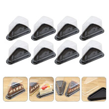 200Pcs Cake Slice Plastic Clear Cupcake Container Cheesecake Box with Blister Box with Black Bottom
