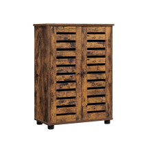 Bathroom Floor Cabinet - Wood - Rustic Brown - Multipurpose with Adjustable Shelf and Louvred Doors