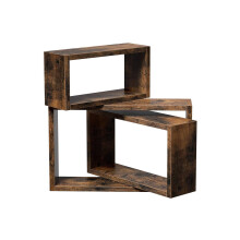 Floating Cube Shelves - Wood - Rustic Brown - Set of 3, Sizes 40/35/30 cm