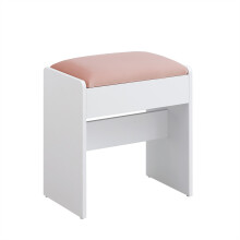 Makeup Stool - Velvet - Matte White and Jelly Pink - Upholstered with Anti-Slip Pads