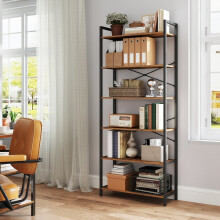 6-Tier Storage Rack - Steel Frame - Special Walnut and Black - Freestanding Multi-Use Shelf Unit
