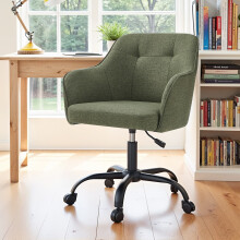 Desk Chair - Cotton-Linen Fabric - Green - Adjustable Height with Armrests