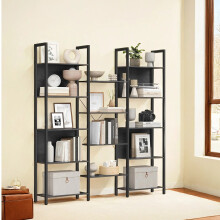 5-Tier Bookcase - Metal - Rustic Brown and Black - Industrial Style with 14 Storage Shelves