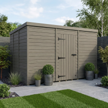 14x9 Pent Composite Shed Tanalised (Single Door, No Windows)