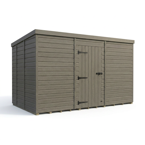 14x9 Pent Composite Shed Tanalised (Single Door, No Windows) 1