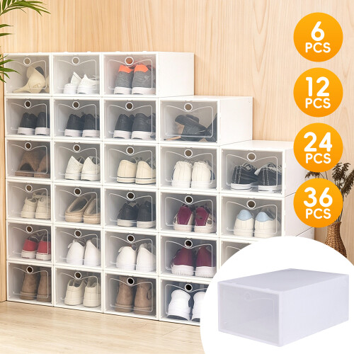 6Pcs Shoe Display Cases Box Rack Large Storage Cabinet Oragniser Drawer 1