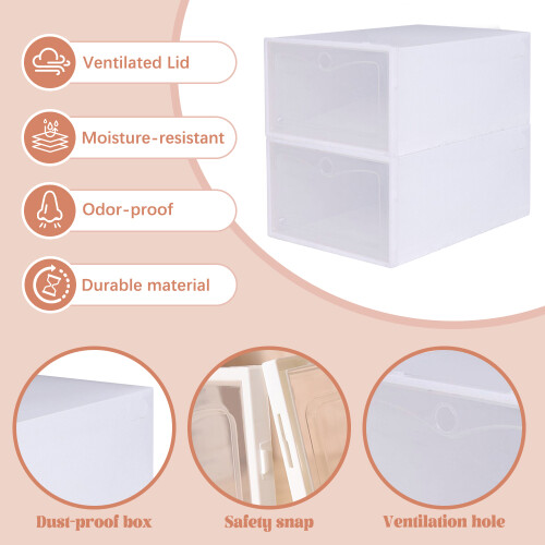 6Pcs Shoe Display Cases Box Rack Large Storage Cabinet Oragniser Drawer 2
