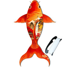 (Red)Cerf-volant en forme de poisson koĂŻ avec cadre en fibre de verre pour enfants aventure en plein air et cadeau