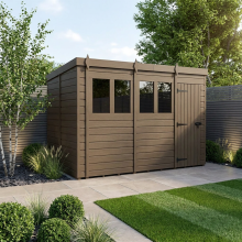 18x8 Pent Composite Shed Tanalised (Single Door, With Windows)
