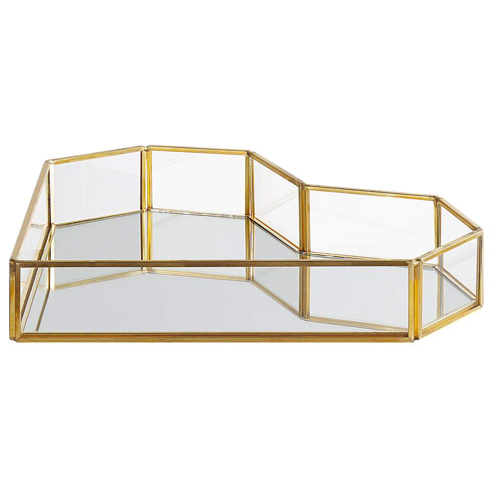 Beliani Decorative Tray Heart Pontivy Glass Gold