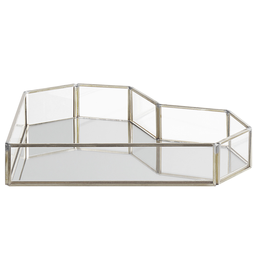 Beliani Decorative Tray Heart Pontivy Glass Silver