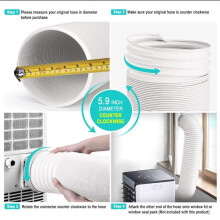 2X Airconditioningslang, Draagbare Uitlaatventilatieslang, Diameter van 5,9 Inch, AC-Slang Tegen de Klok in, AC-Uitlaatslang