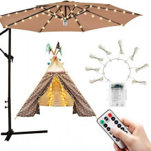 Patio Umbrella Lights 104 LED Remote Control Garden String Fairy Lights for Party Halloween Warm White