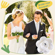 5X Wedding Bouquet Bridal Bridesmaid Flower Wedding Bouquet Artificial Flower Rose Bouquet Bridal Bouquets-Green Ribbon