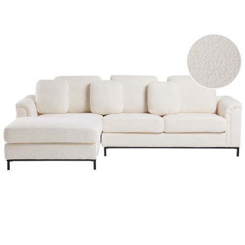 Beliani Corner Sofa 4 Seater OSLO Boucle White Right Hand