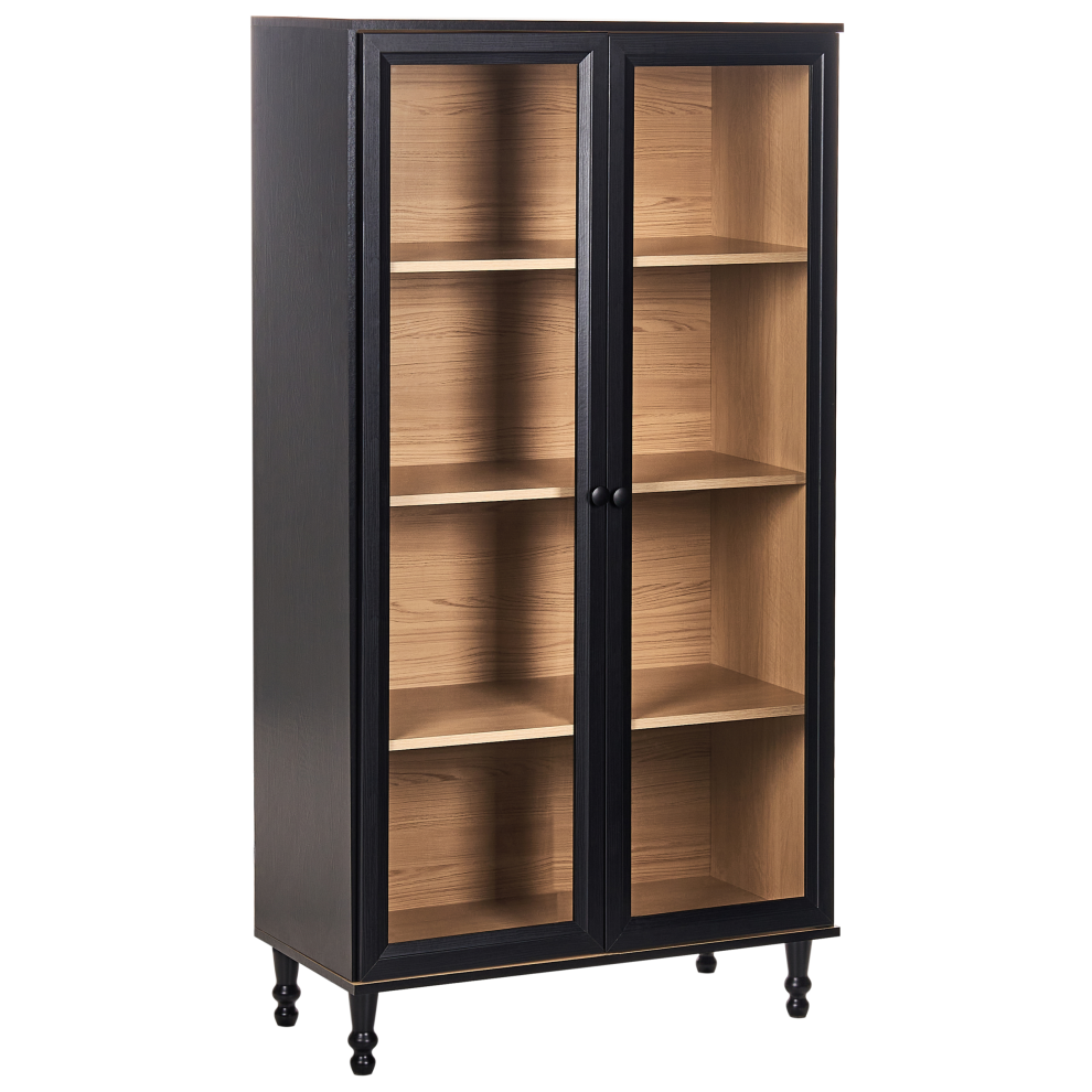 Beliani Glass Display Cabinet Tingledale 80 Cm Black
