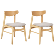 Set of 2 Dining Chairs SMILEY Wood Light Brown/ Grey