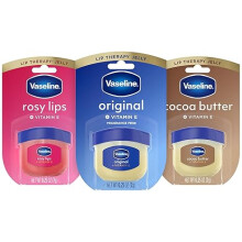 Vaseline Lip Therapy Variety 3-Pack - Original, Rosy Lips, Cocoa Butter Lip Balm Moisturizers in Mini Jars, 0.25 Oz Ea